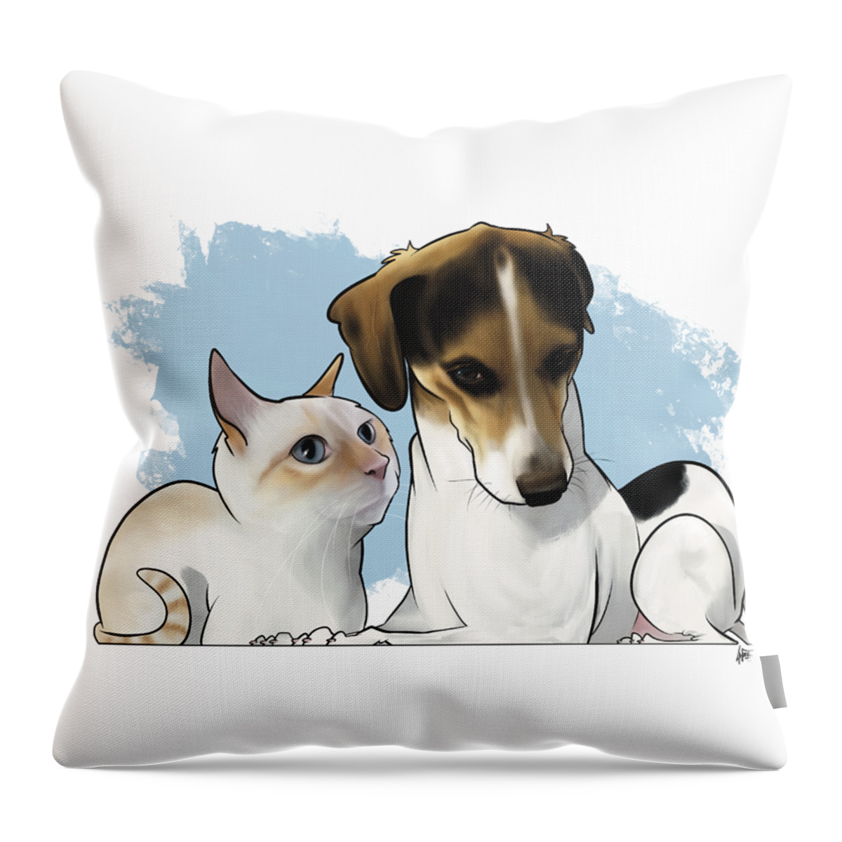Romeo Throw Pillow featuring the drawing Romeo and Ernie Wetherington by John LaFree