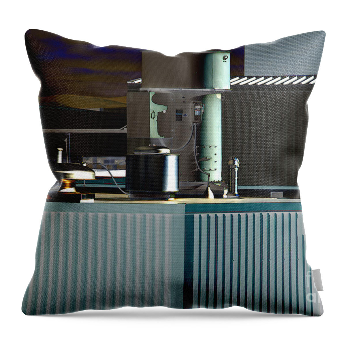 Outdoors Throw Pillow featuring the mixed media Rooftop Geometrics Colorized by Kae Cheatham