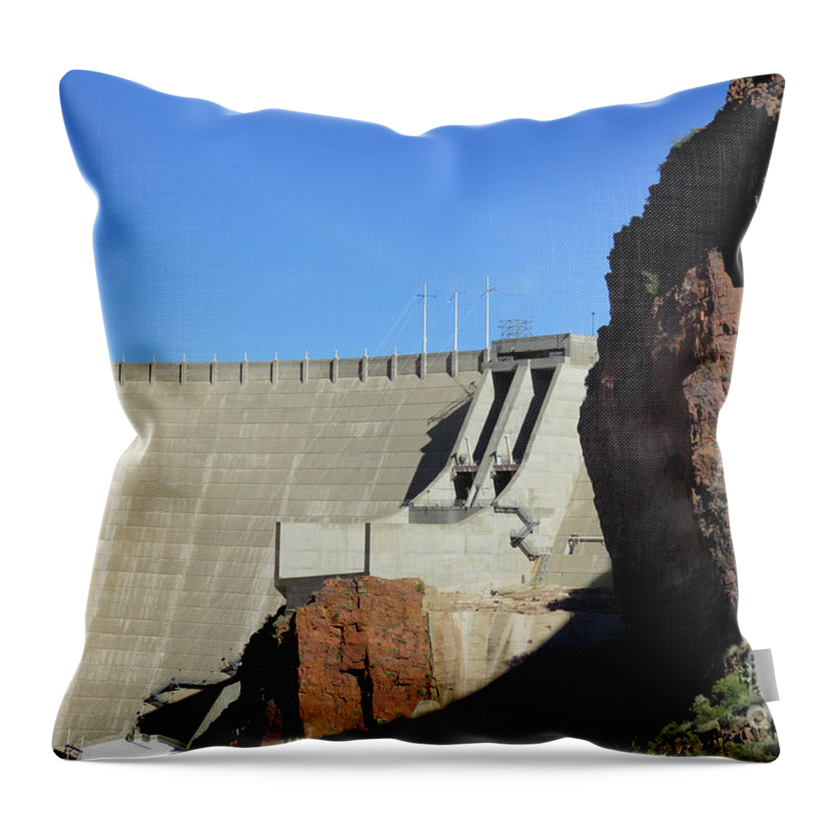 Architecture Throw Pillow featuring the photograph Roosevelt Dam by Mary Mikawoz