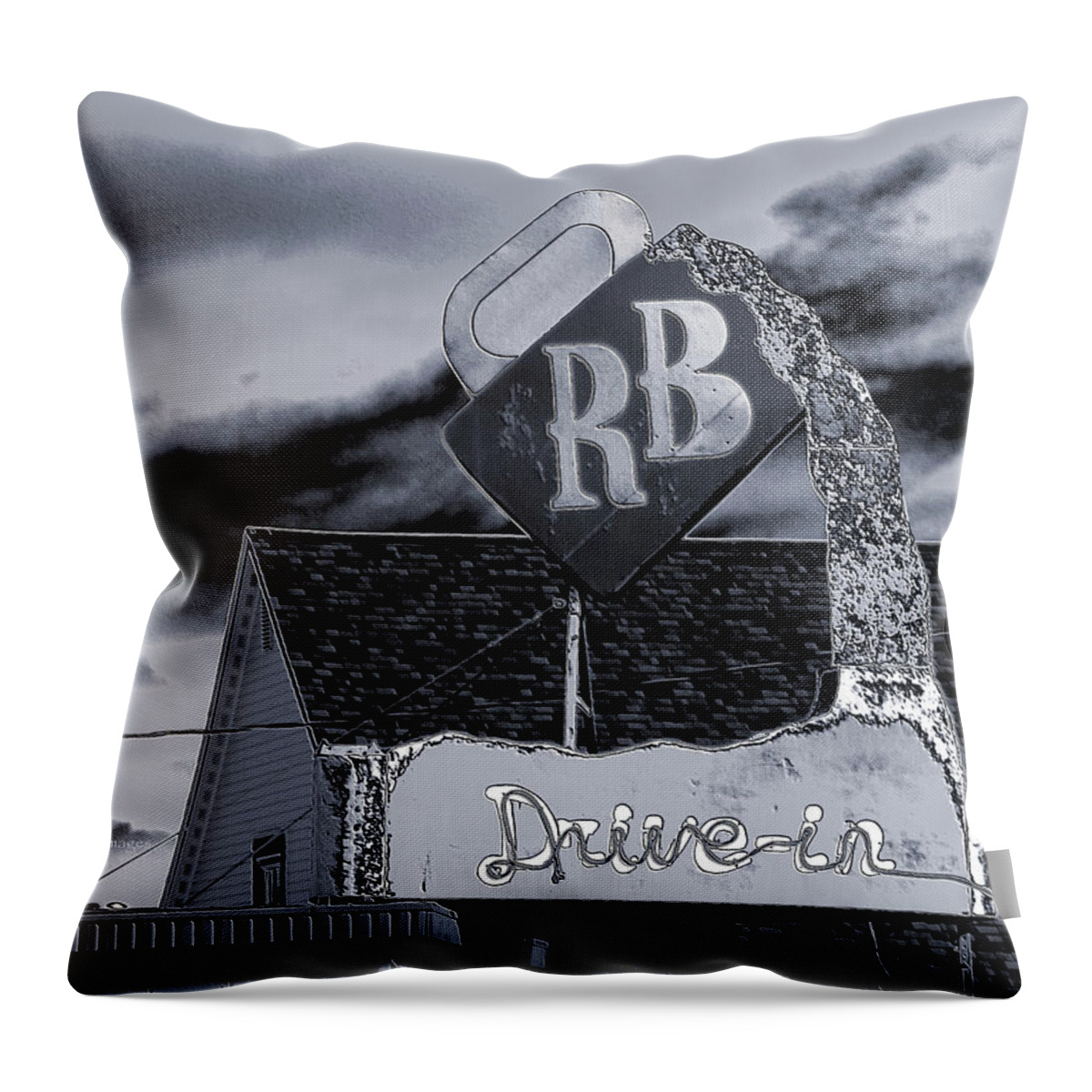Sign Throw Pillow featuring the photograph Root Beer Drive In Sign by Kae Cheatham