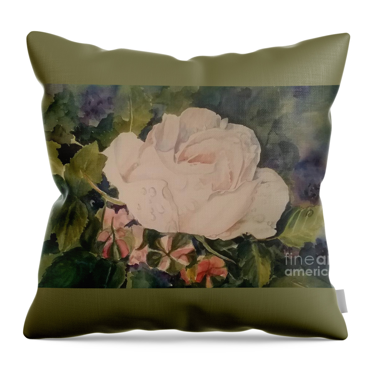 Rose Throw Pillow featuring the painting Rose buds by Sonia Mocnik