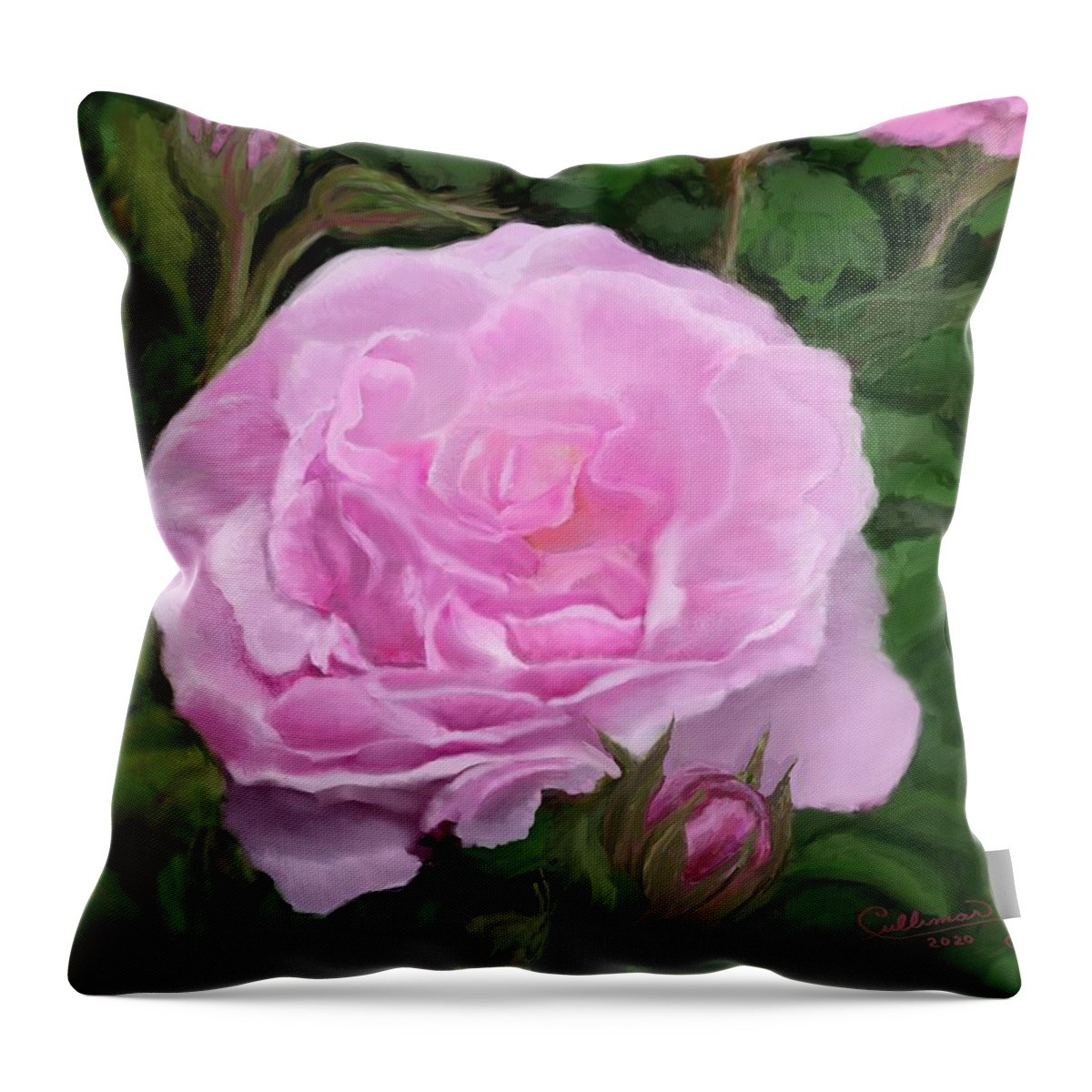 Rose Garden Throw Pillow featuring the digital art Rose Garden by Marilyn Cullingford