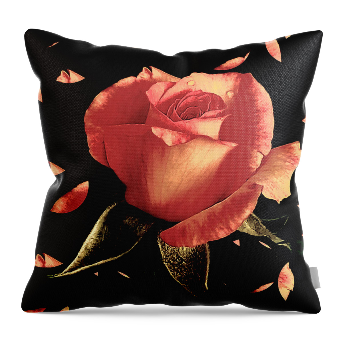 Rose Throw Pillow featuring the digital art Rose Petals by Dani McEvoy