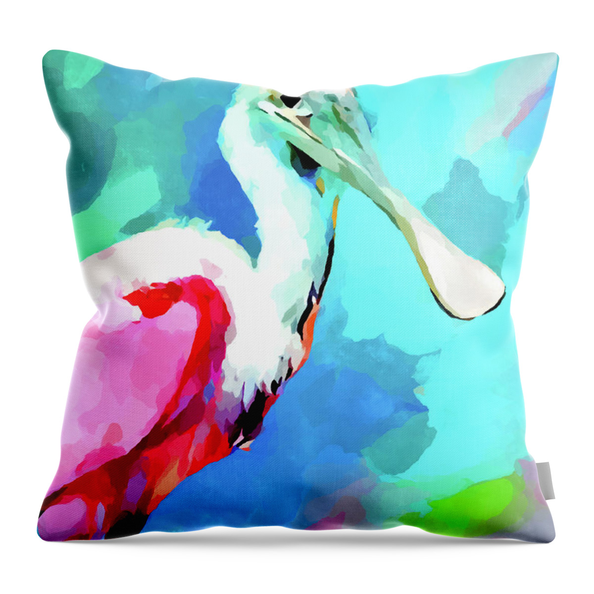 Roseate Spoonbill Throw Pillow featuring the painting Roseate Spoonbill by Chris Butler