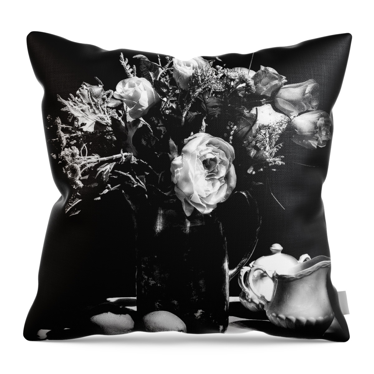 Still Life Throw Pillow featuring the photograph Roses and Oranges by Sandra Selle Rodriguez