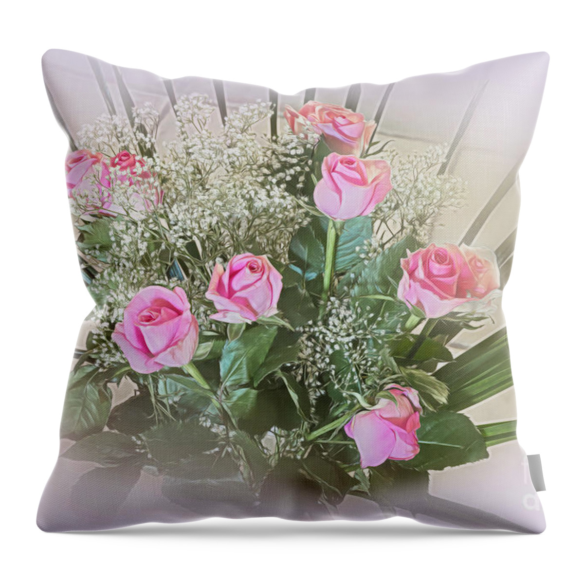 Roses Throw Pillow featuring the photograph Rosy Posy by Elaine Teague