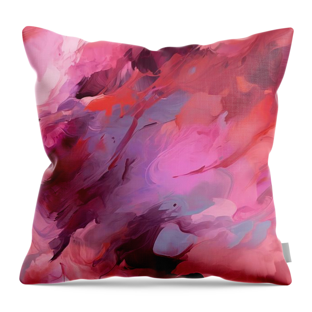 Pink Throw Pillow featuring the digital art Rosy Skies by Caito Junqueira