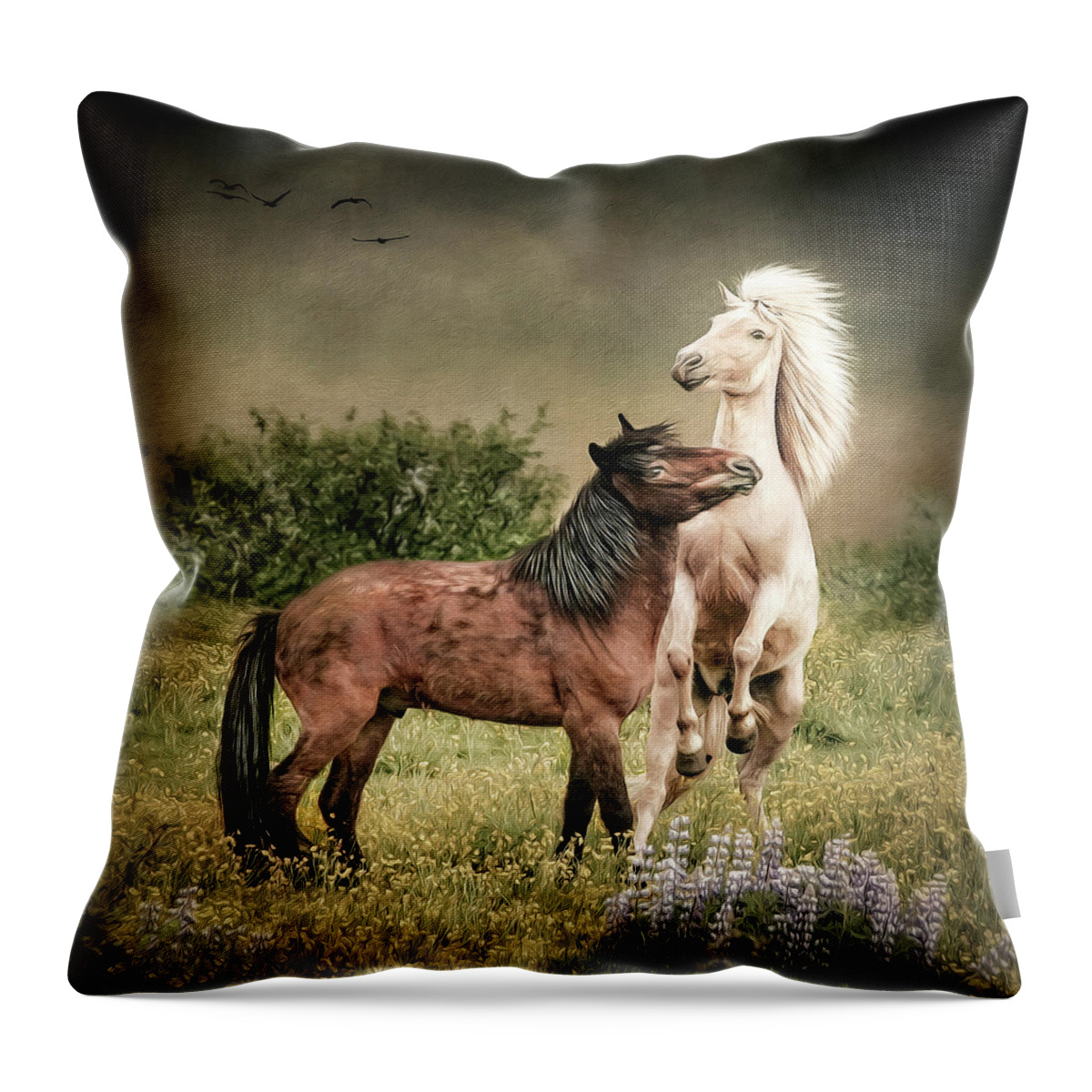 Iceland Throw Pillow featuring the digital art Rough Housing by Maggy Pease