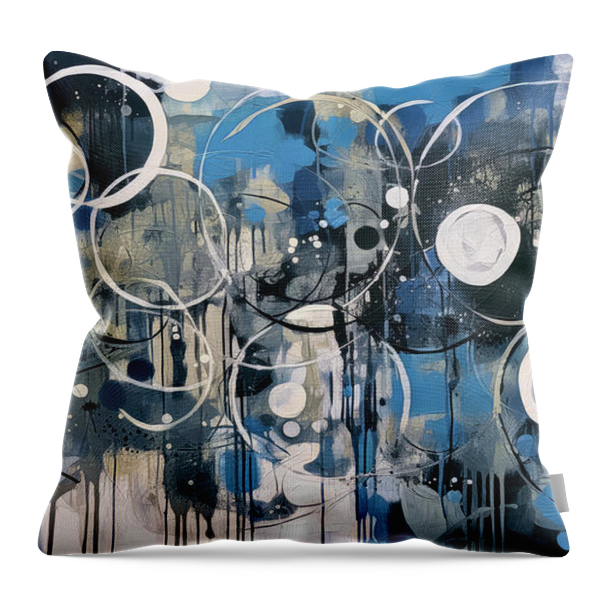 Abstract Throw Pillow featuring the painting Round About Midnight by Tina LeCour