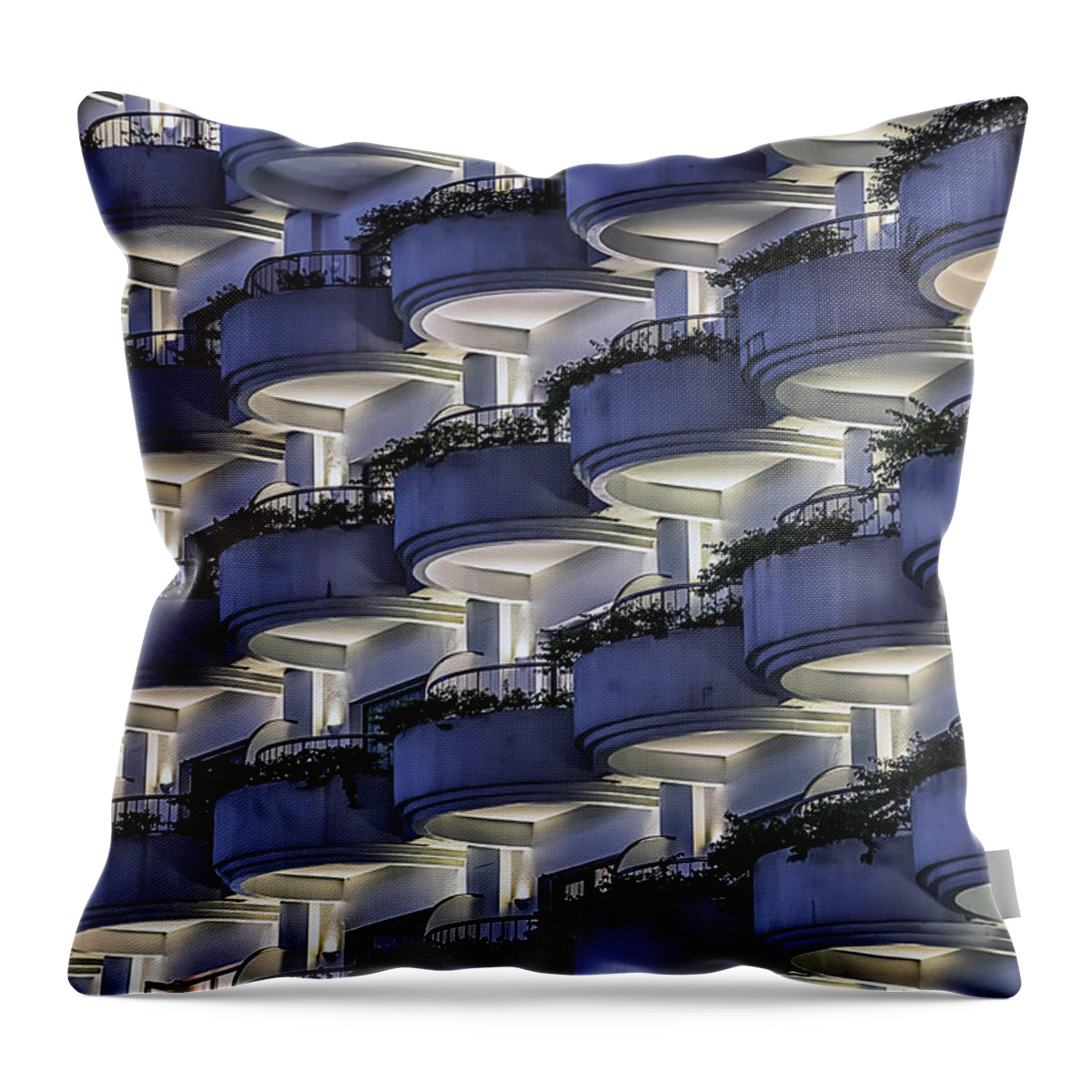 Apartment Throw Pillow featuring the photograph Rounds Balconies by Manjik Pictures