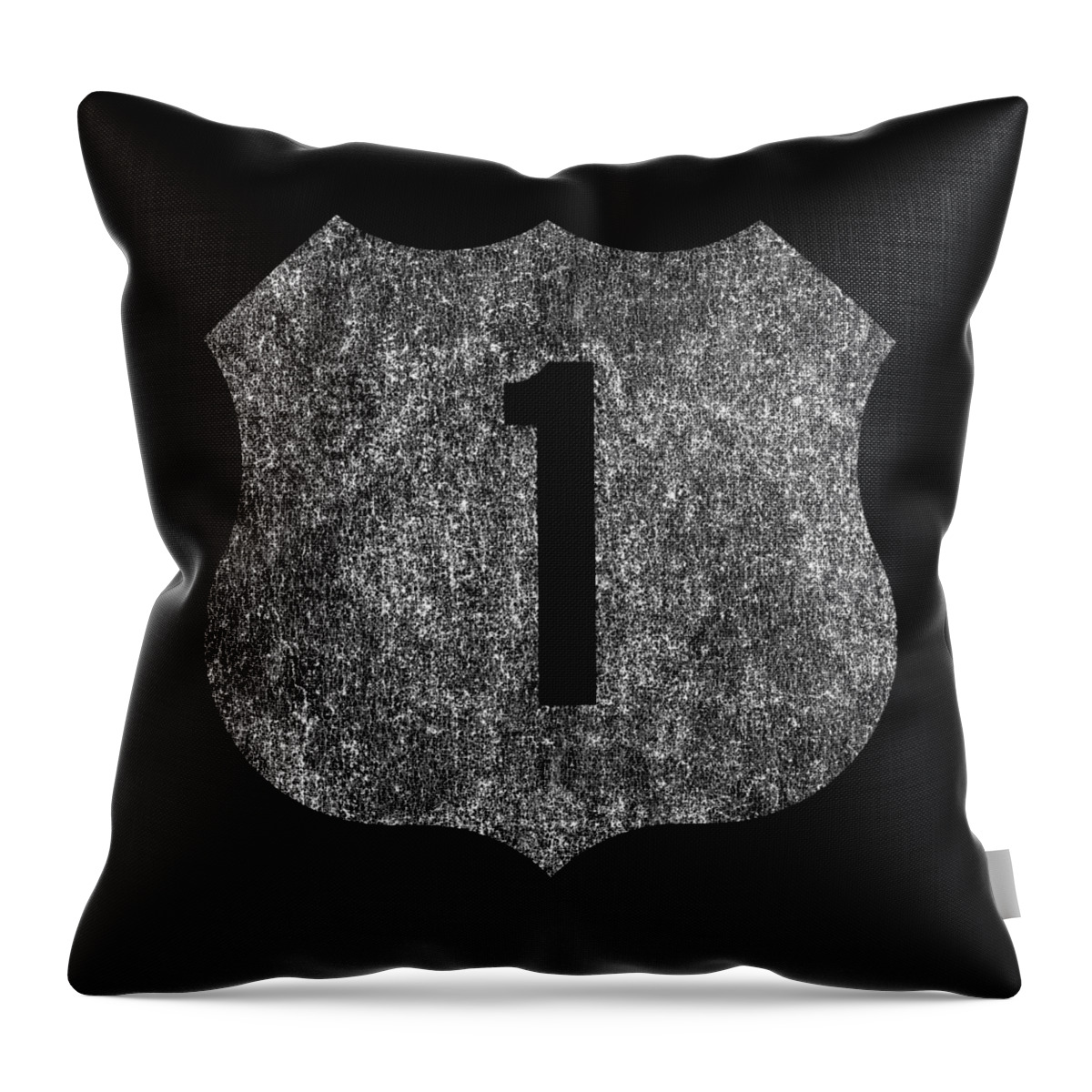 Funny Throw Pillow featuring the digital art Route 1 Retro by Flippin Sweet Gear