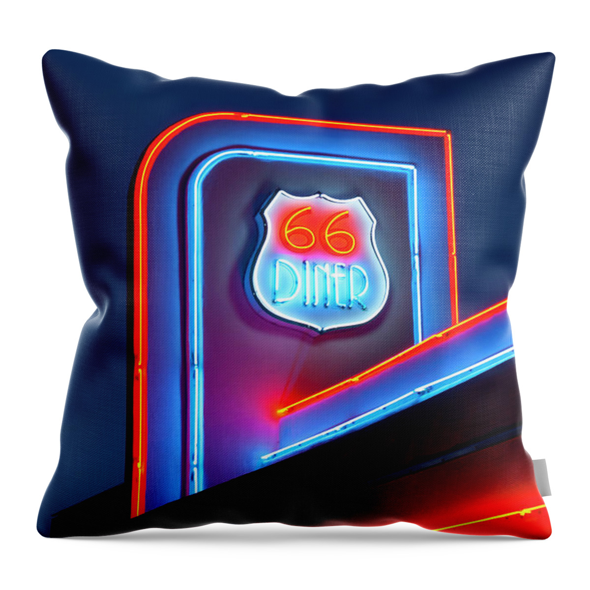 Alan Copson Throw Pillow featuring the photograph Route 66 Diner by Alan Copson