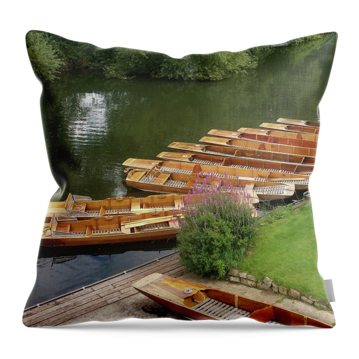 Boats Throw Pillow featuring the photograph Row Boats in Bath by Roxy Rich