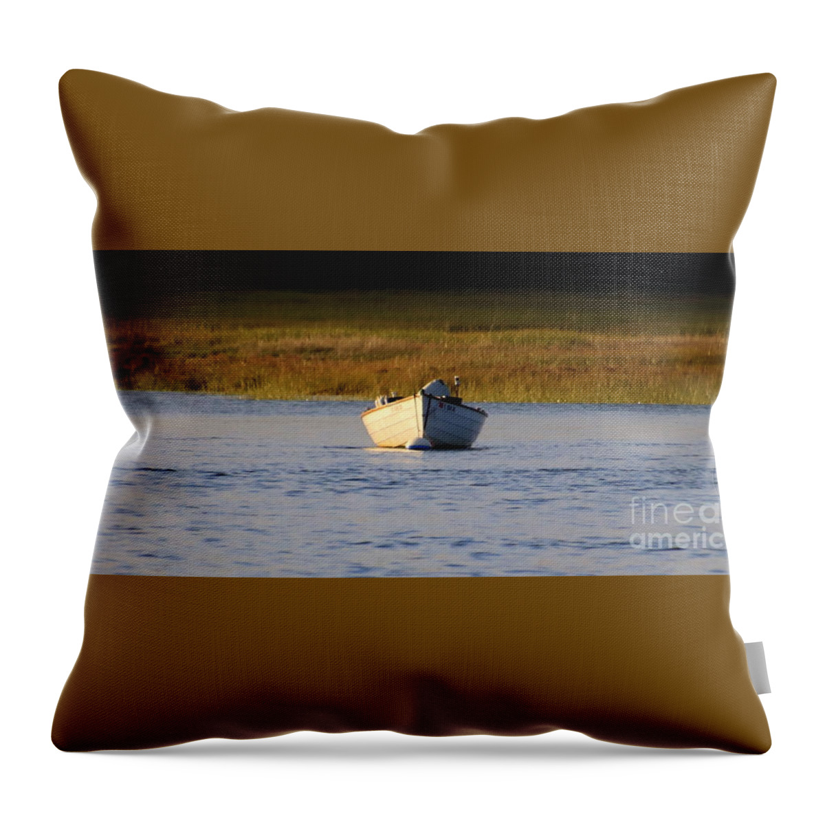 Photography Throw Pillow featuring the photograph Rowboat in the inlet by Lennie Malvone