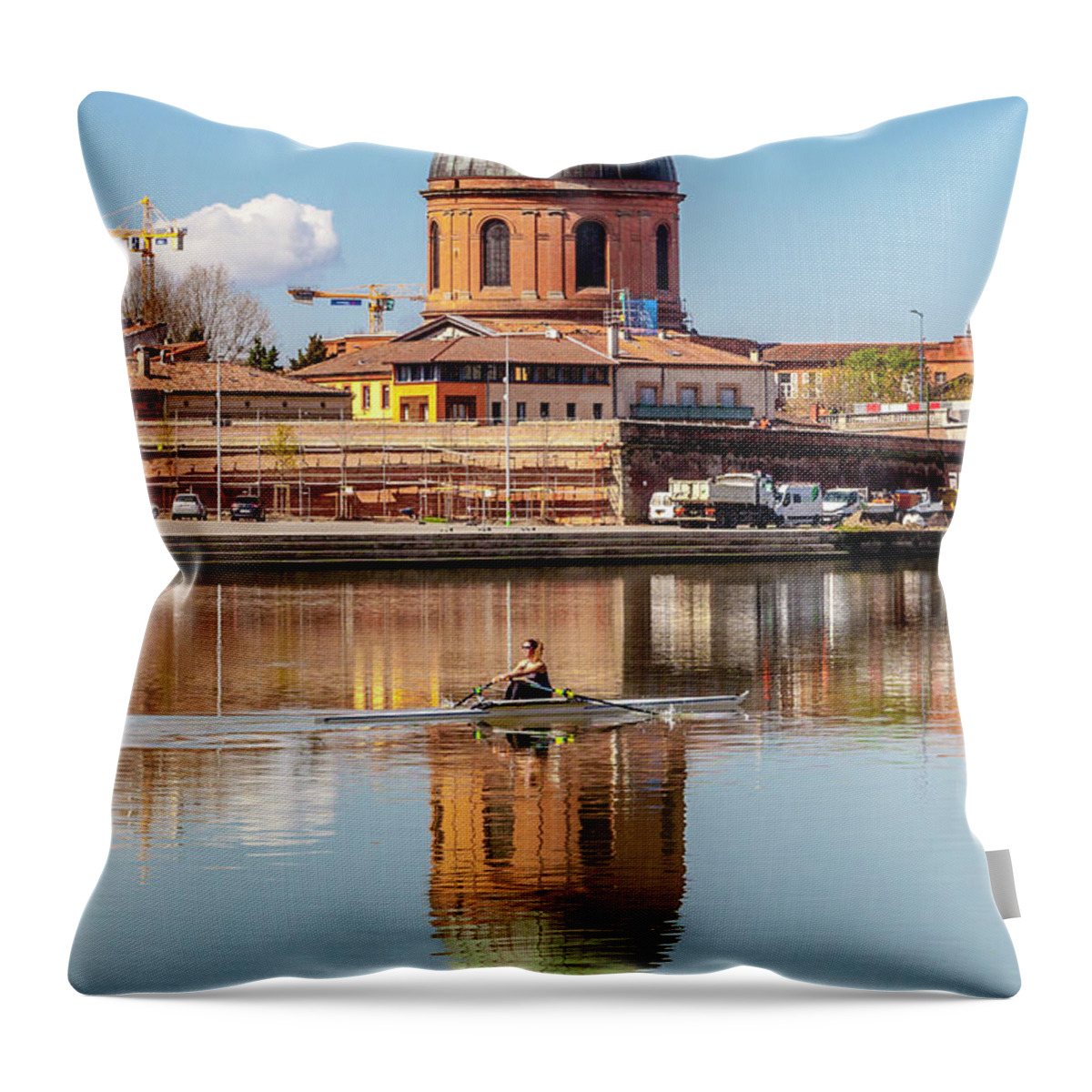 Rowing Throw Pillow featuring the photograph Rowing on the Garonne by W Chris Fooshee