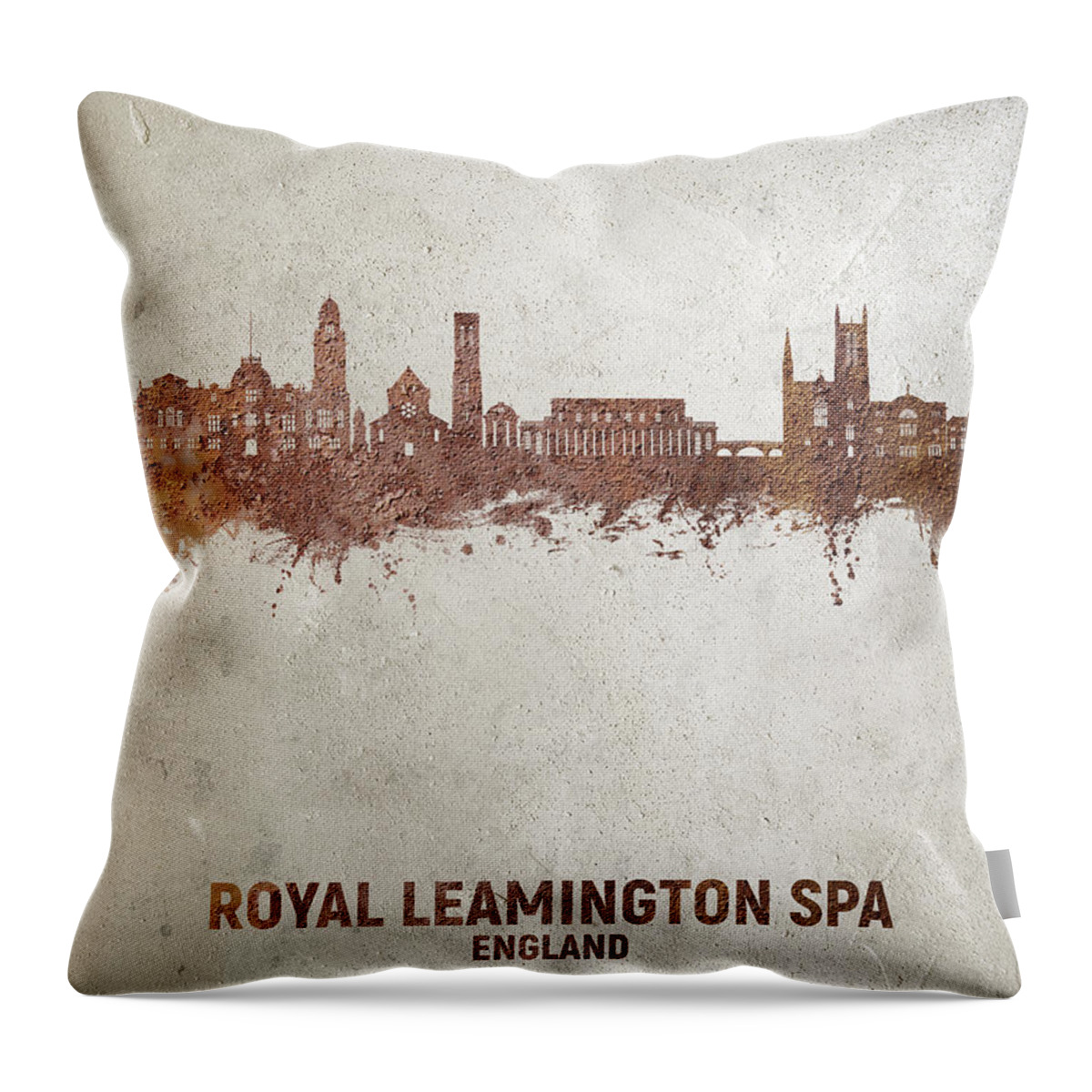 Royal Leamington Spa Throw Pillow featuring the digital art Royal Leamington Spa England Skyline #95 by Michael Tompsett