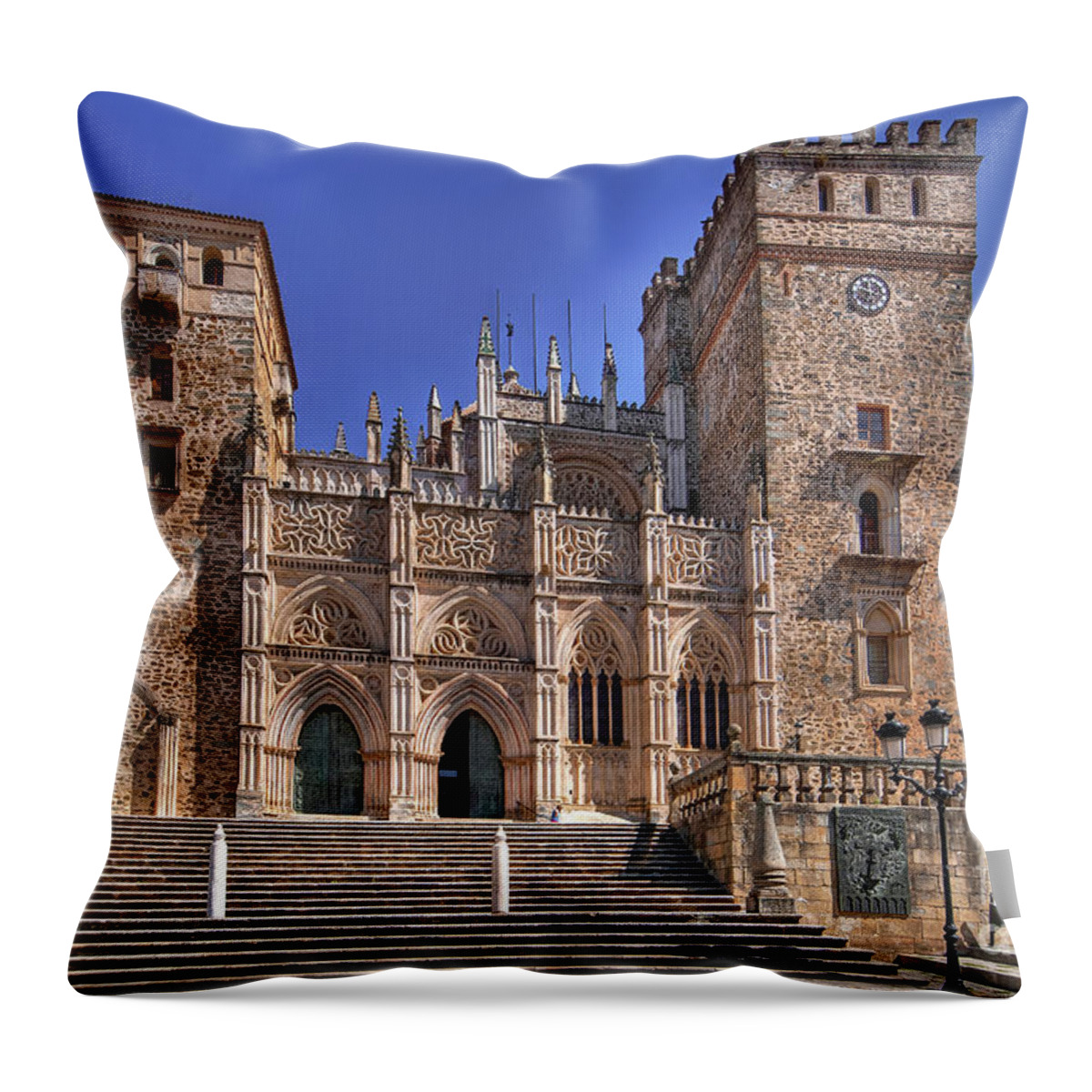 Spanish Throw Pillow featuring the photograph Royal Monastery of Santa Maria de Guadalupe - Spain by Paolo Signorini
