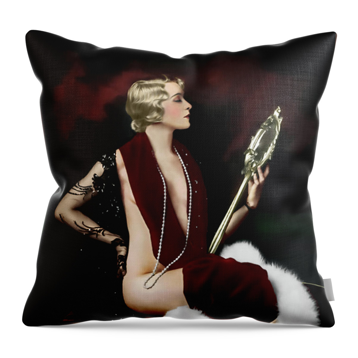 Vintage Throw Pillow featuring the photograph Ruby Muriel Finlay A famous Ziegfeld Girls by Franchi Torres