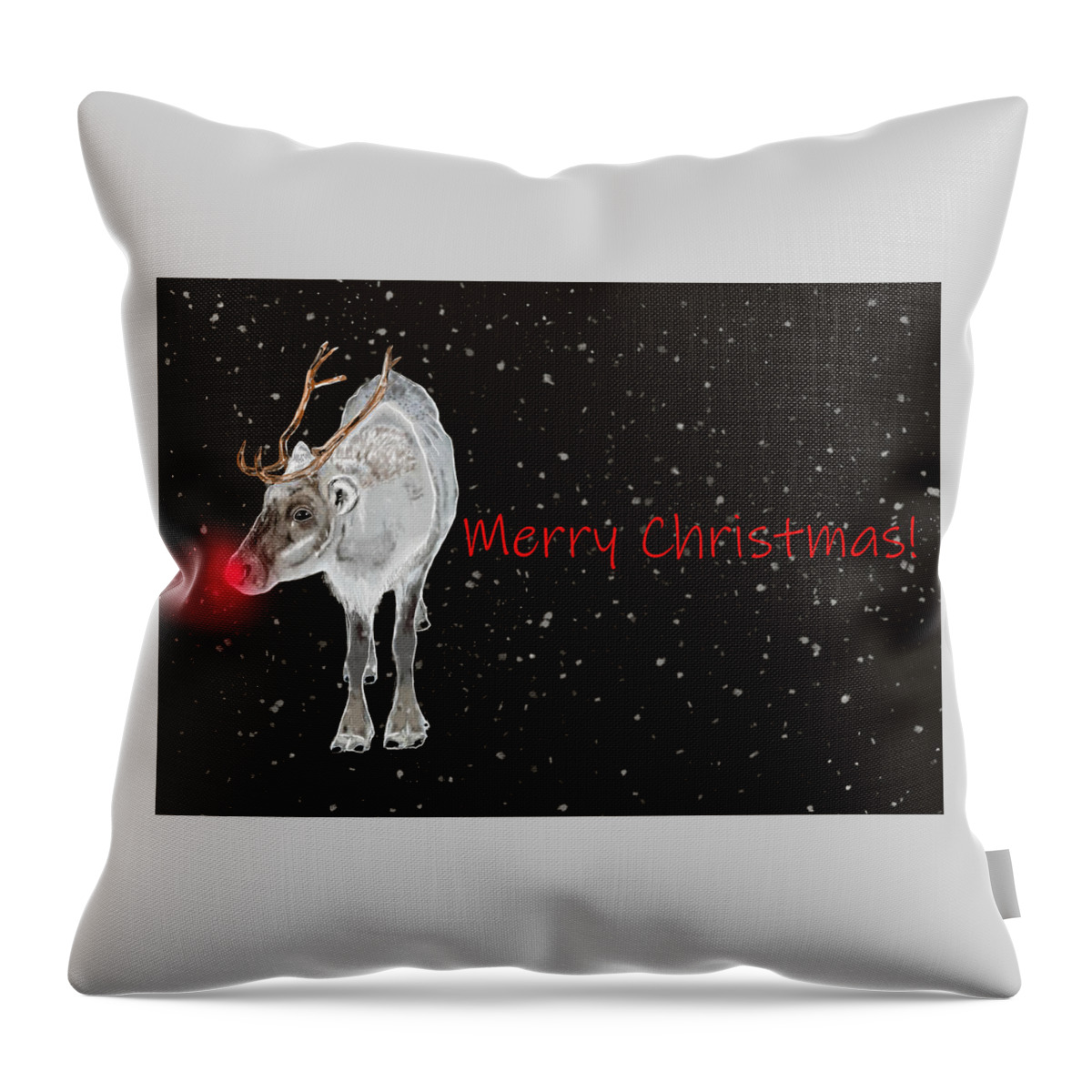 Nature Throw Pillow featuring the mixed media Rudolph by Judy Cuddehe