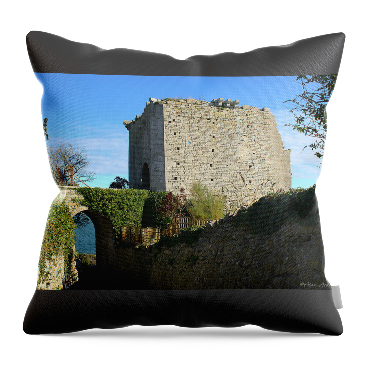 Castle Throw Pillow featuring the photograph Rufus Castle, Portland, Dorset by Alan Ackroyd