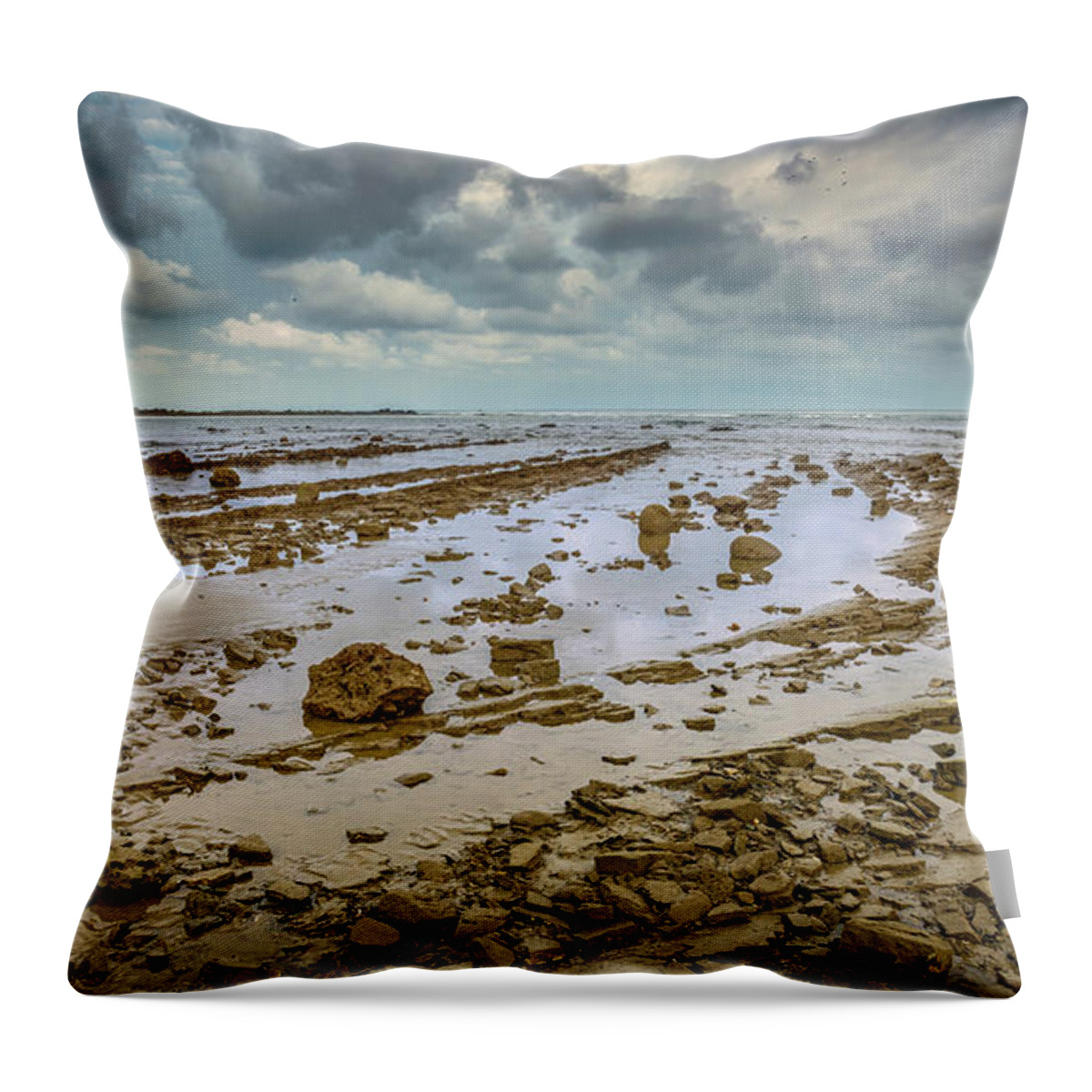 Shore Throw Pillow featuring the photograph Rugged shoreline by Henri Leduc