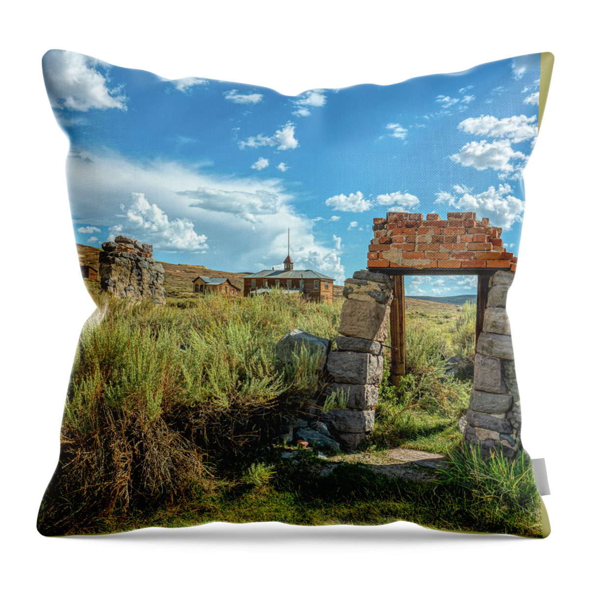 Ghost Town Throw Pillow featuring the photograph Ruined Future by Ron Long Ltd Photography