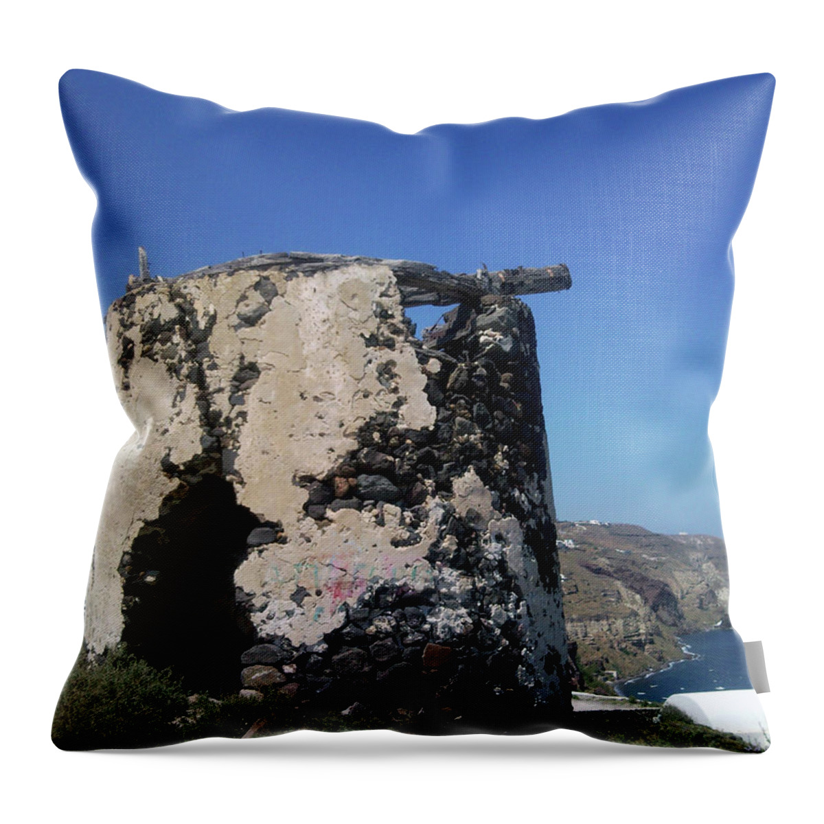 Photography Throw Pillow featuring the photograph Ruins of windmill by Maria Woithofer