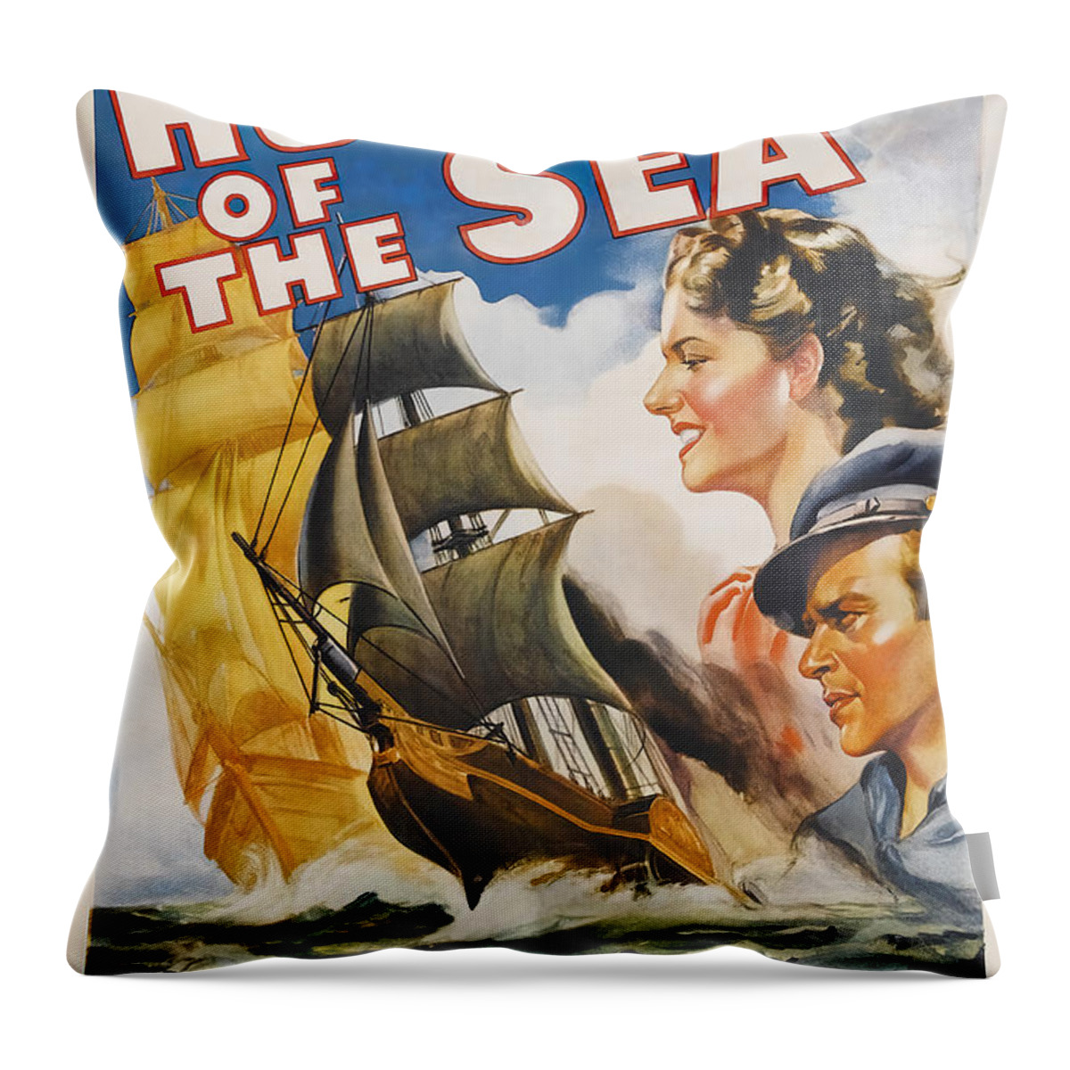 Rulers Throw Pillow featuring the mixed media ''Rulers of the Sea'', with Douglas Fairbanks, Jr., 1939 by Movie World Posters