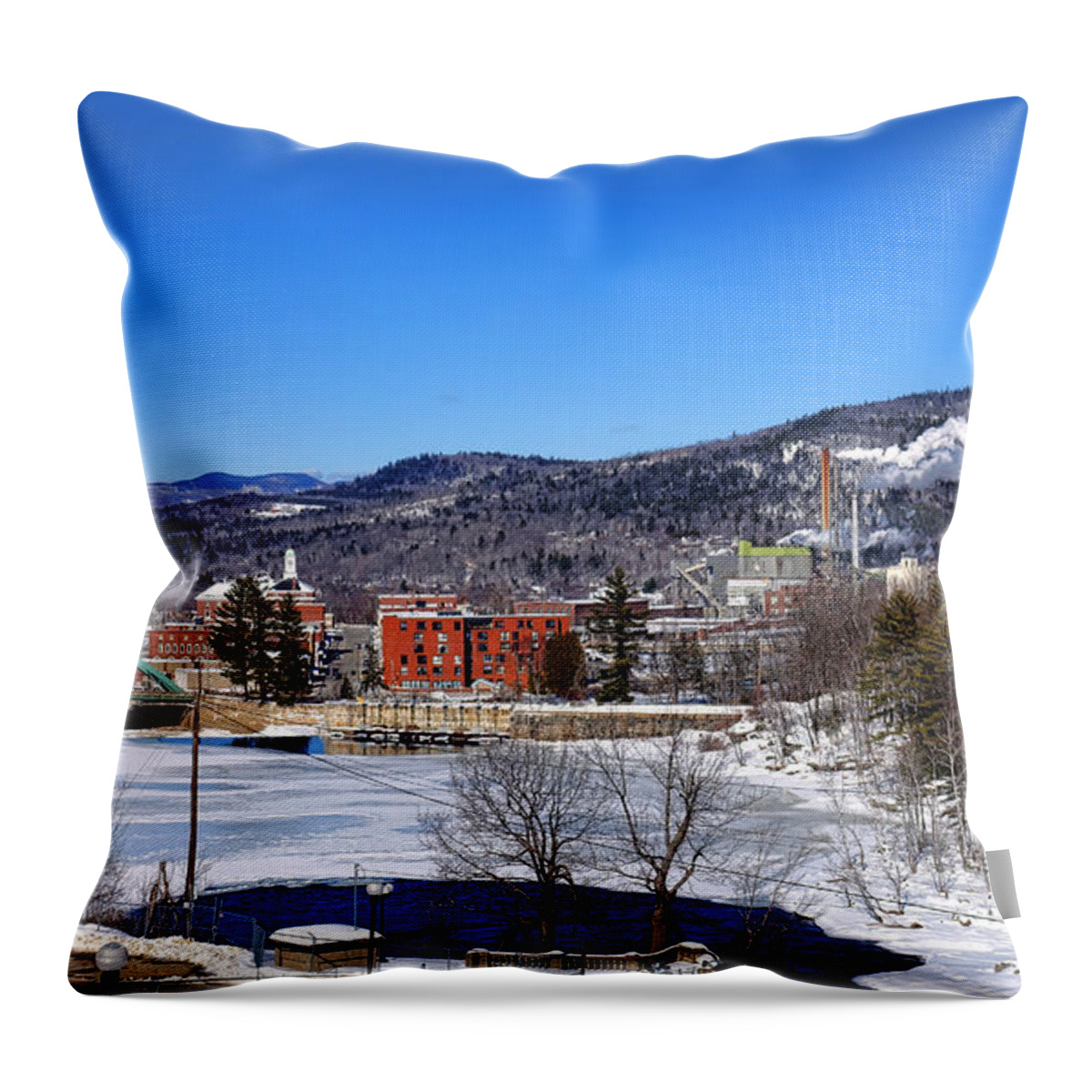 Rumford Throw Pillow featuring the photograph Rumford in Winter by Olivier Le Queinec