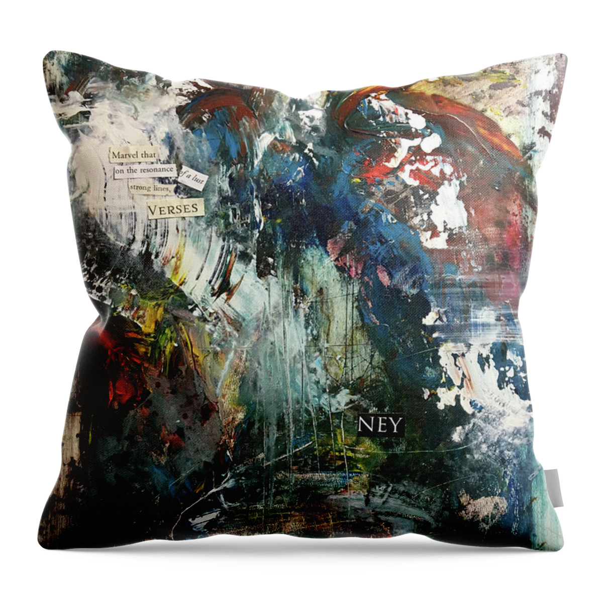 Abstract Art Throw Pillow featuring the painting Rumi Wanders In by Rodney Frederickson