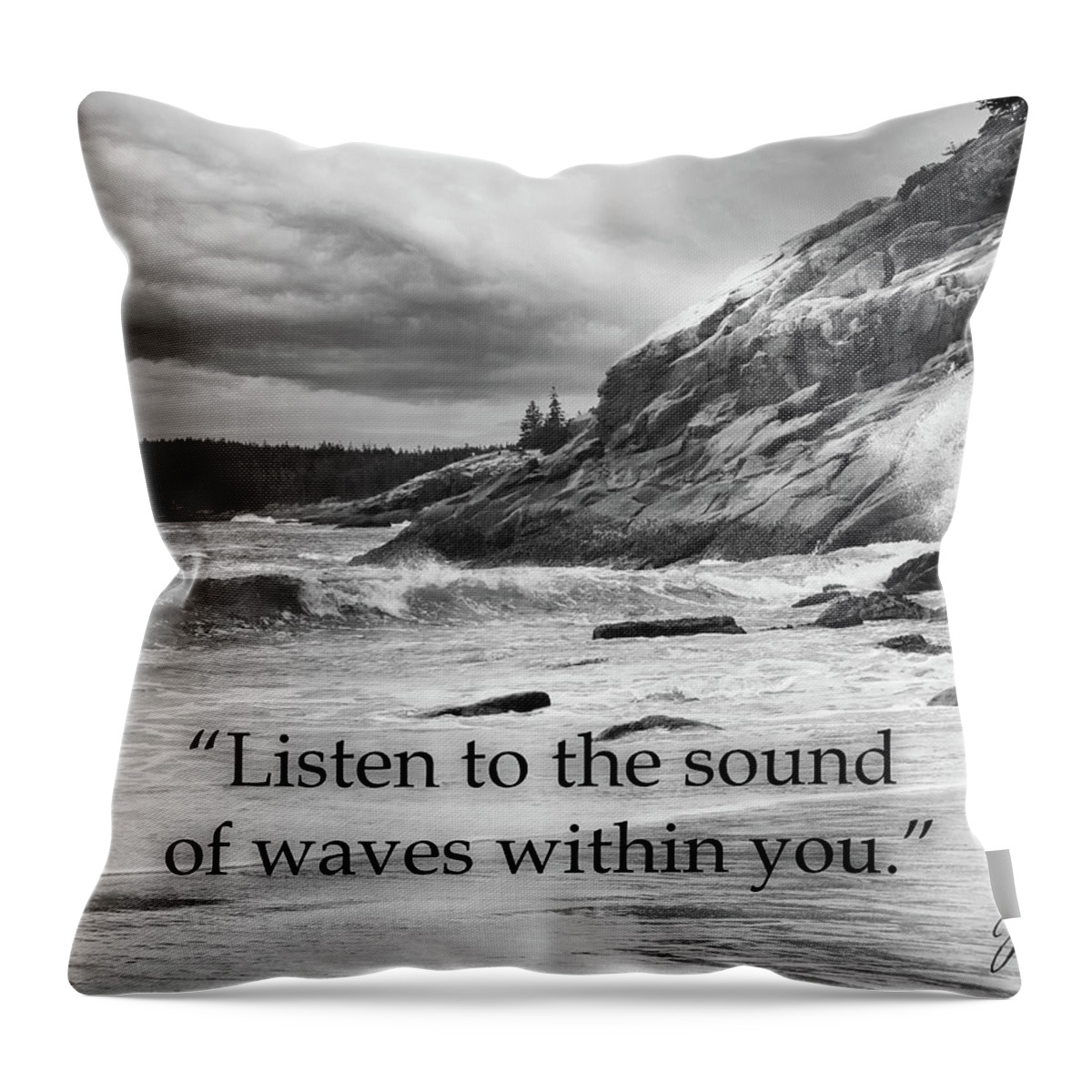 Rumi Wave Quote Throw Pillow featuring the mixed media Rumi Waves Quote by Dan Sproul
