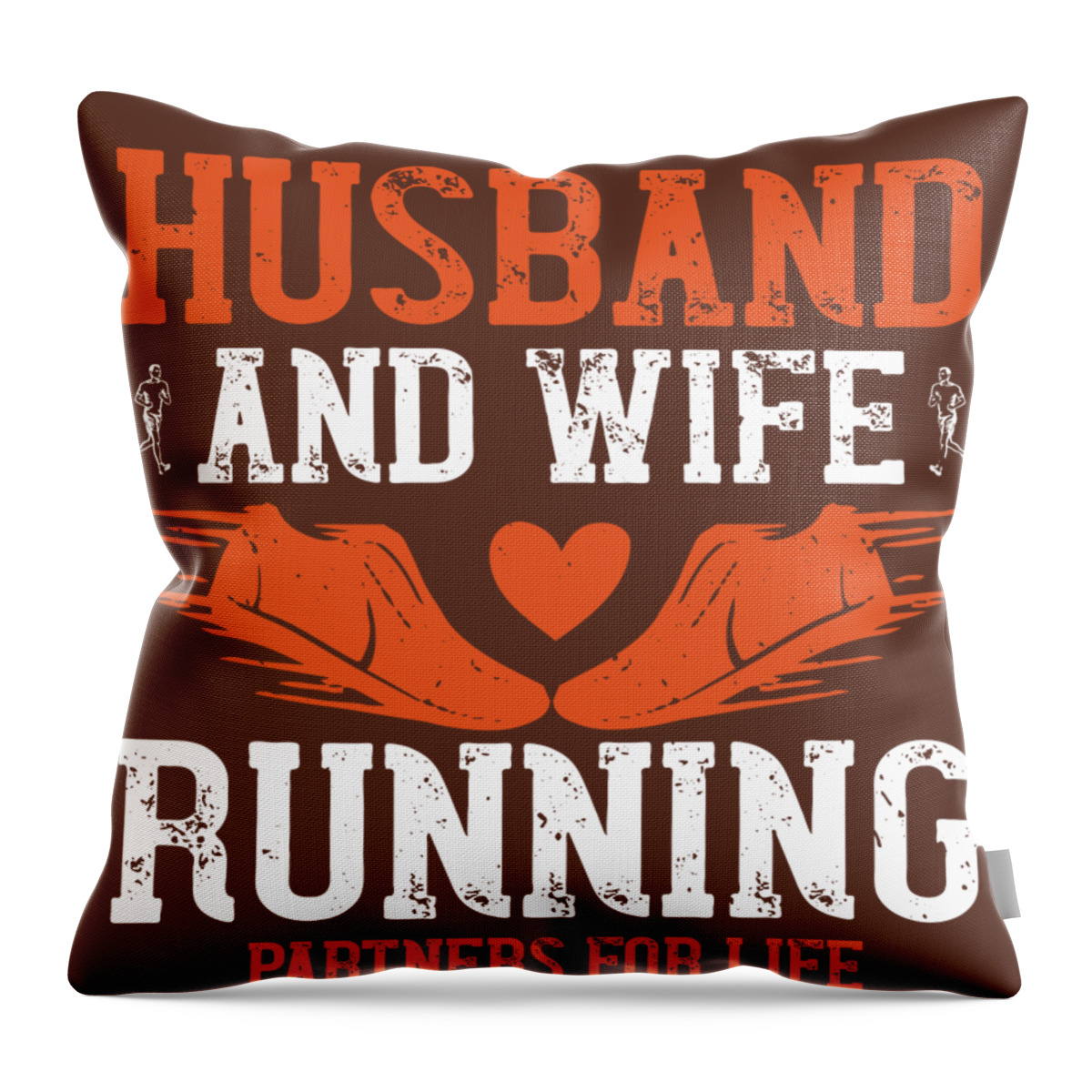 Runner Throw Pillow featuring the digital art Runner Gift Husband And Wife Running Partners For Life by Jeff Creation