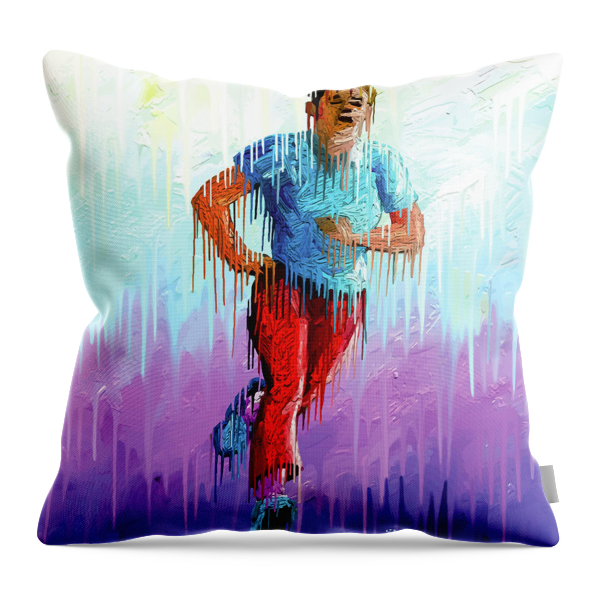 Running Throw Pillow featuring the painting Running Out of Time by Anthony Mwangi