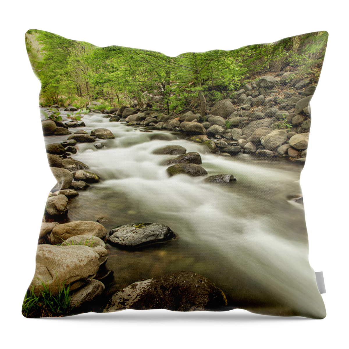 Oak Creek Throw Pillow featuring the photograph Rushing Waters Of Oak Creek by Jurgen Lorenzen