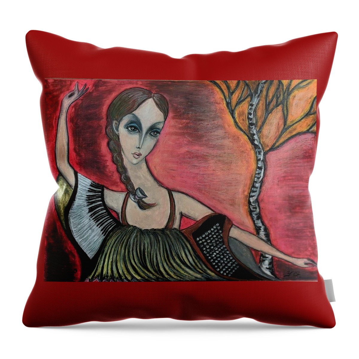 Lady Throw Pillow featuring the painting Russian Fairytale by Yana Golberg
