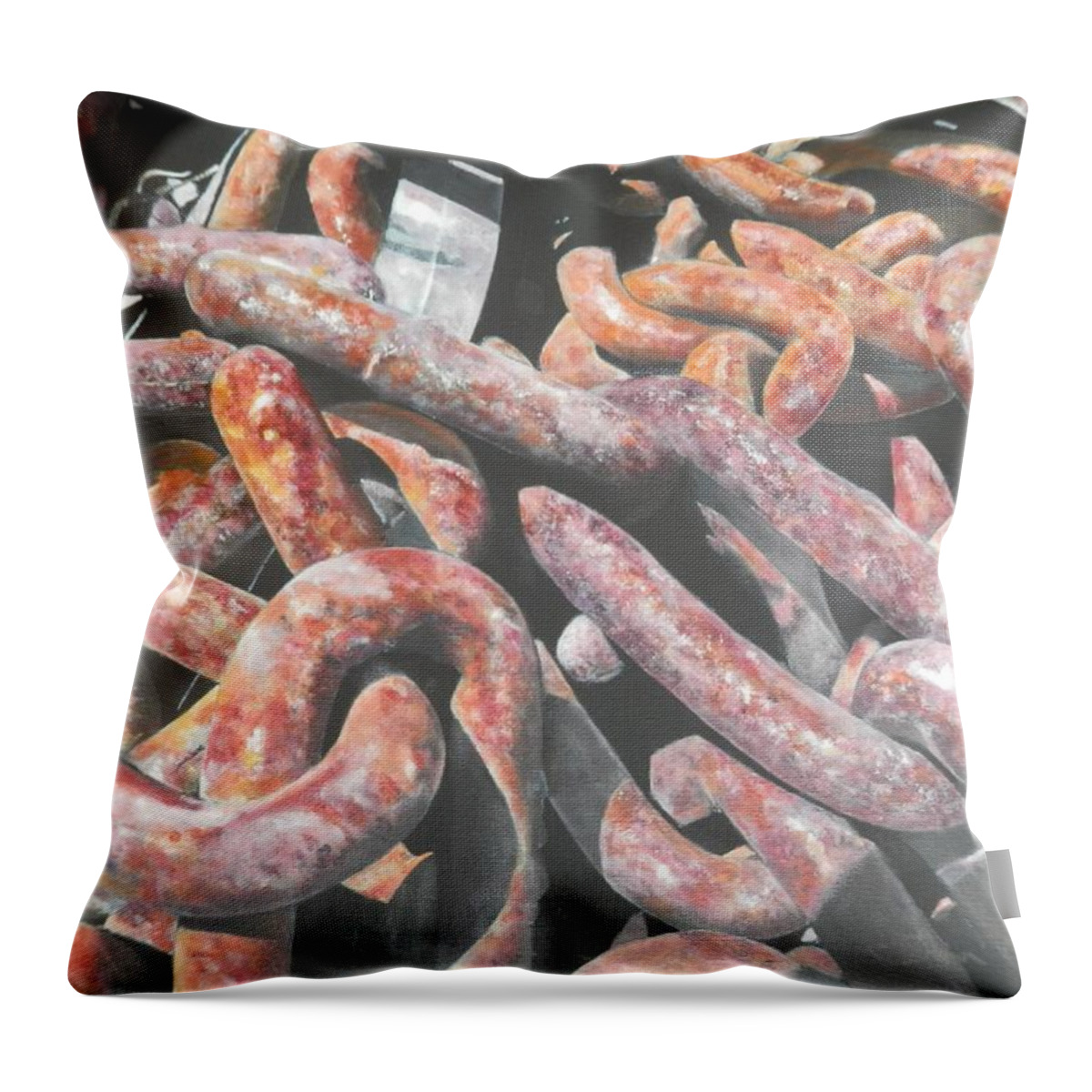 Chains Throw Pillow featuring the painting Rust in Peace by John Neeve
