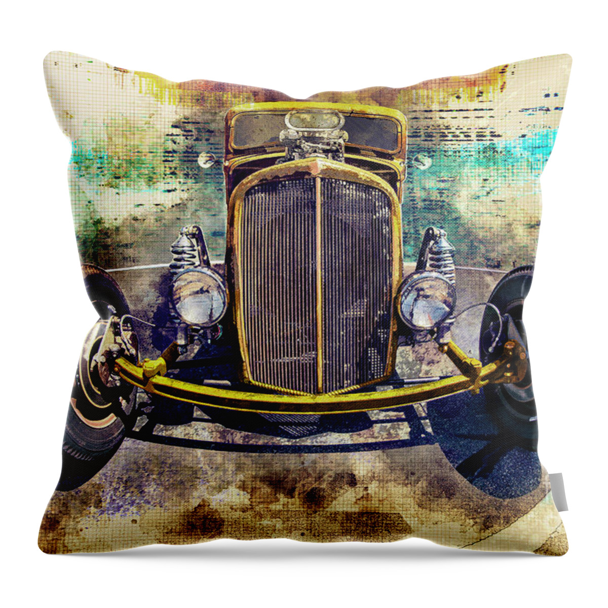 Auto Throw Pillow featuring the digital art Rusty Rat Rod by Anthony Ellis