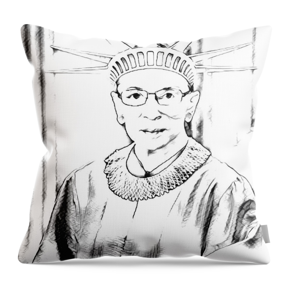 Ruth Bader Ginsburg Throw Pillow featuring the digital art Ruth Bader Ginsburg Tribute - Freedom for All by Marianna Mills
