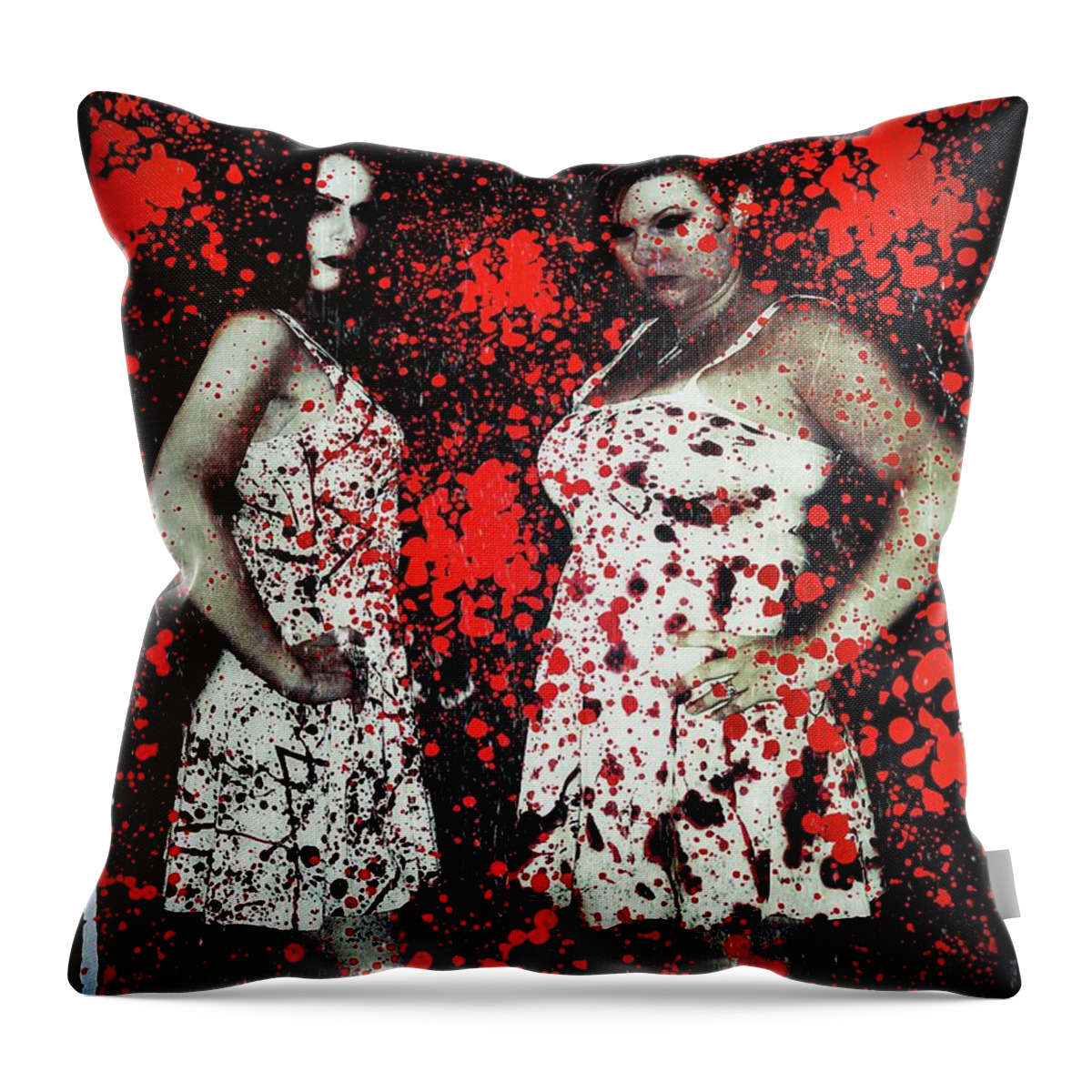 Horror Throw Pillow featuring the digital art Ryli and Corinne 2 by Mark Baranowski