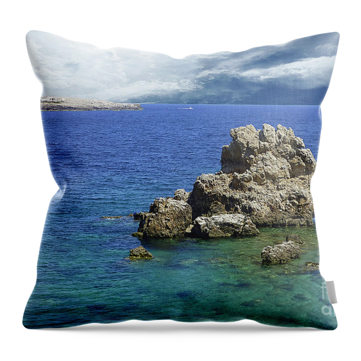Sa Pinta Des Pon Throw Pillow featuring the photograph Sa Pinta des Pon view out to sea by Pics By Tony