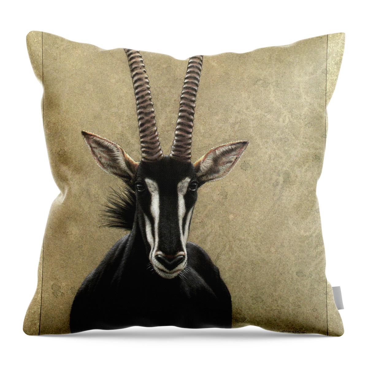 Sable Throw Pillow featuring the painting Sable by James W Johnson