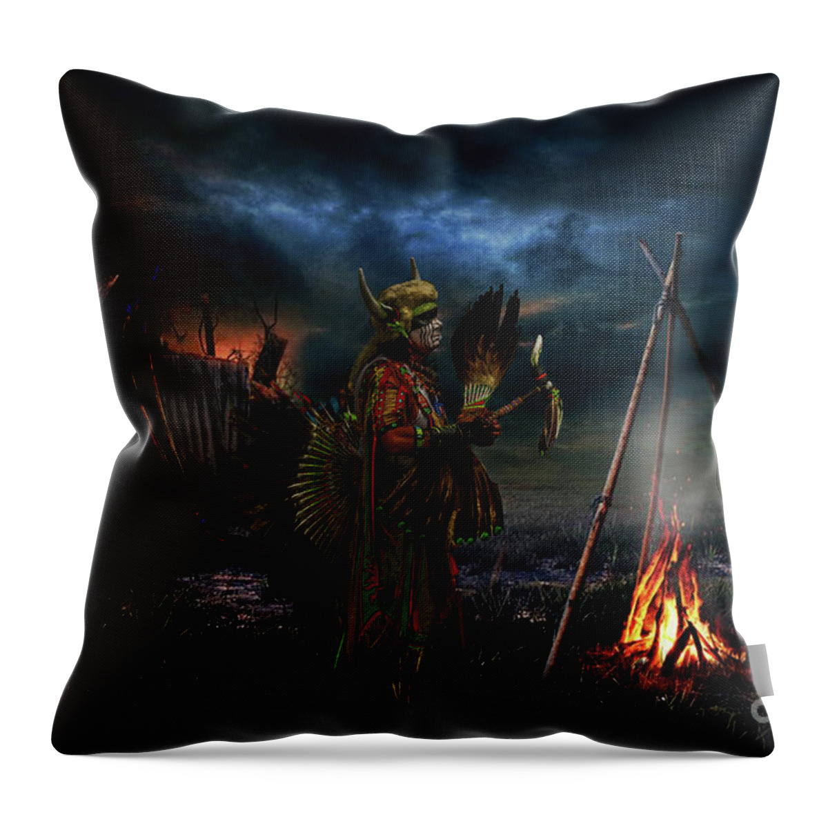 Fire Throw Pillow featuring the digital art Sacred Fire by Jim Hatch