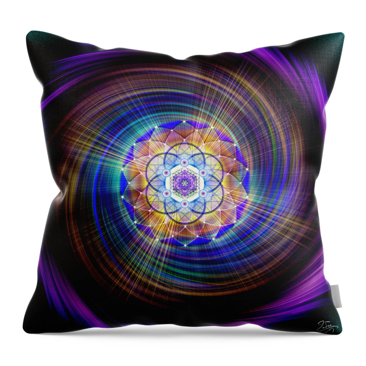 Endre Throw Pillow featuring the digital art Sacred Geometry 900 by Endre Balogh