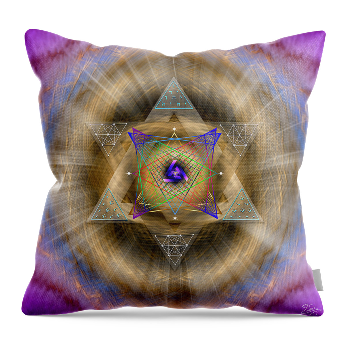 Endre Throw Pillow featuring the digital art Sacred Geomtry 782 by Endre Balogh