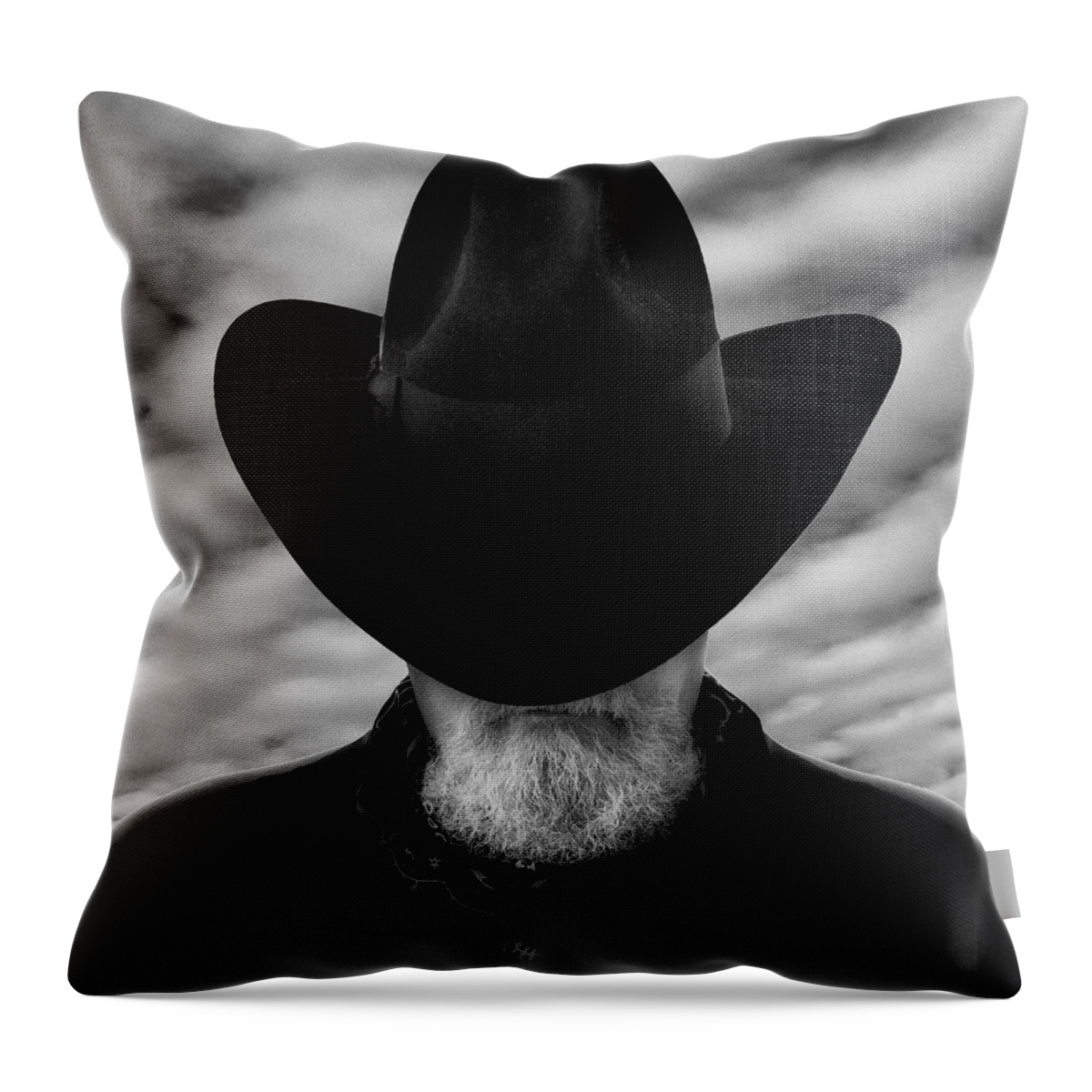 Sad Cowboy Throw Pillow featuring the photograph Sad Cowboy Selfie by Gary Warnimont