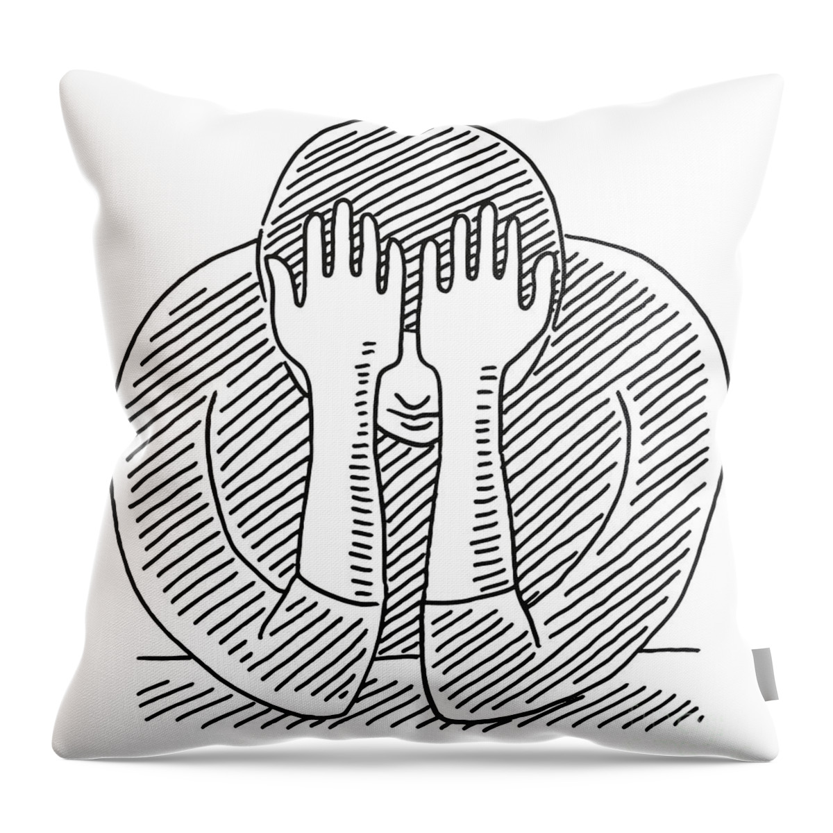 Sketch Throw Pillow featuring the drawing Sad Person Depression Concept Drawing by Frank Ramspott