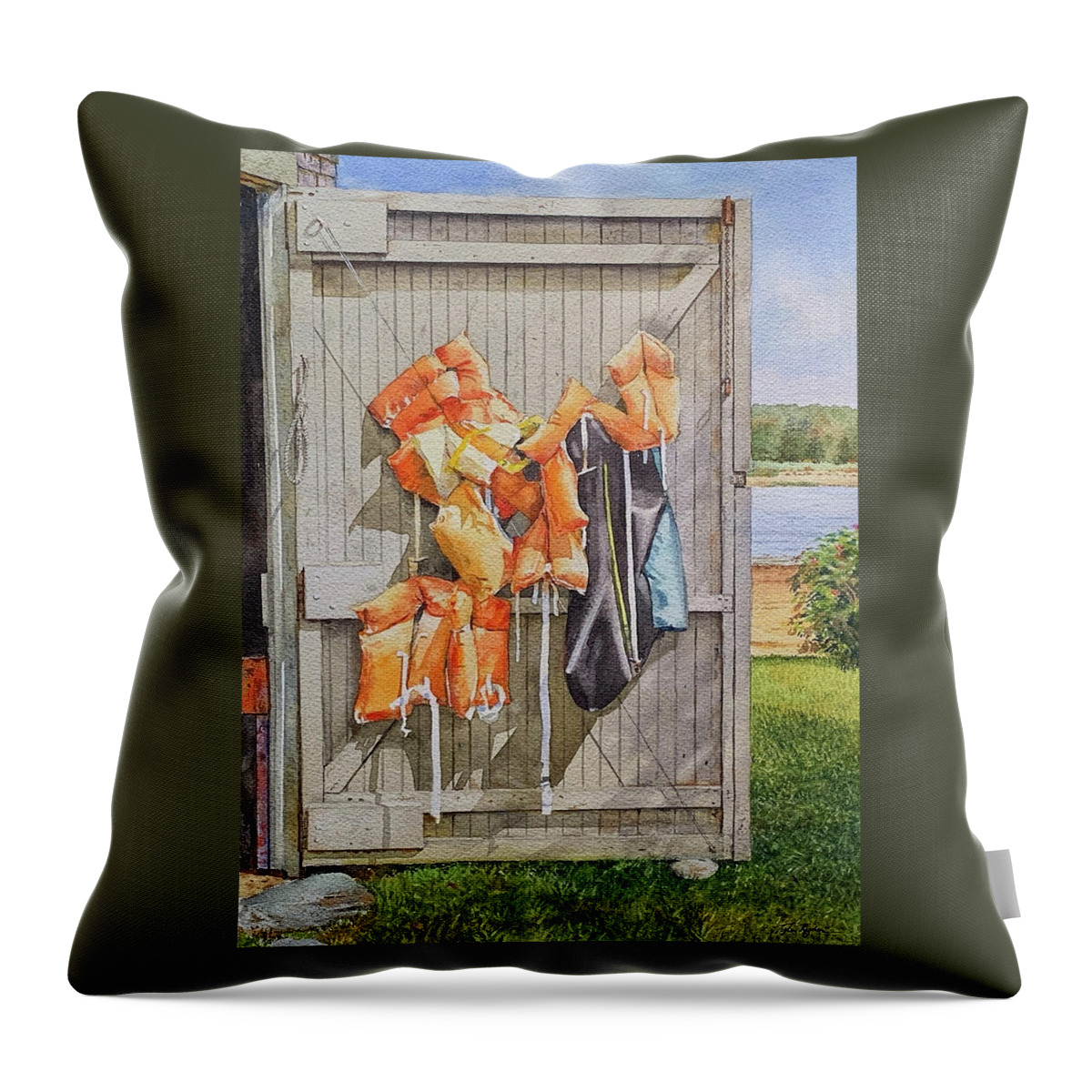  Throw Pillow featuring the painting Safety First by Tyler Ryder