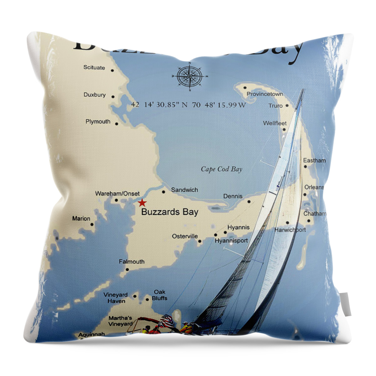 Sailing Throw Pillow featuring the photograph Sail Buzzards Bay by Bruce Gannon