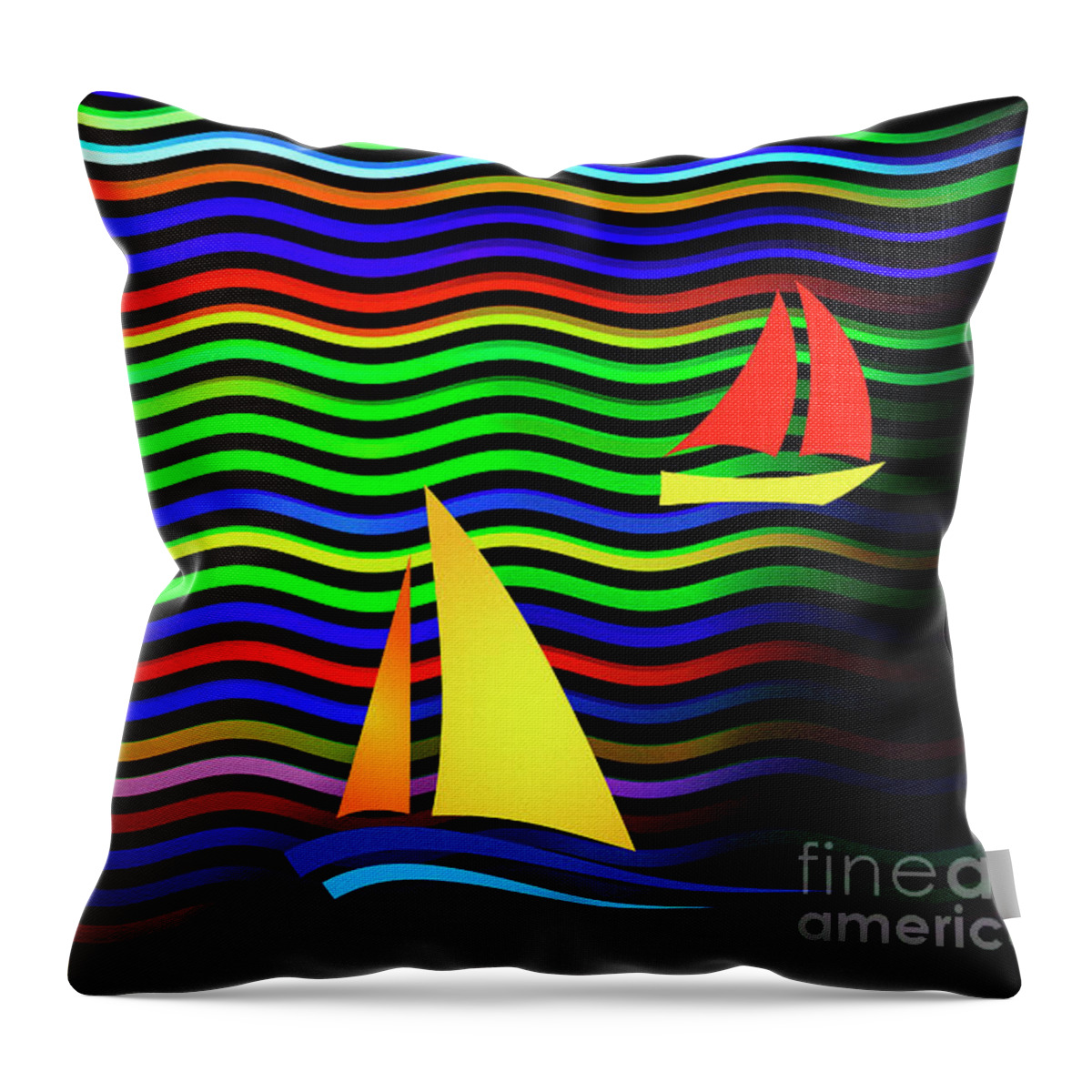 Nag006101 Throw Pillow featuring the digital art Sail The Ocean 03 by Edmund Nagele FRPS