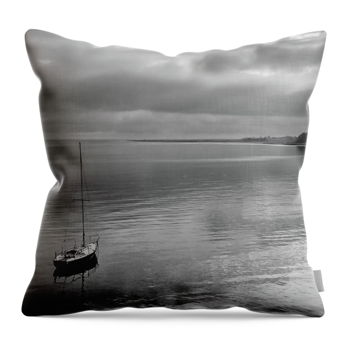 Sunrise Throw Pillow featuring the photograph sailboat sunrise - Keyport, NJ by Steve Stanger